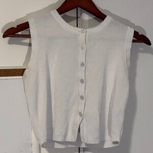 Madden Girl White Cropped Sweater Vest XS Sleeveless Knit Preppy Top